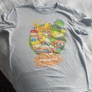 Authentic Vintage Nickelodeon Gray T-Shirt with Colorful Characters Size L
